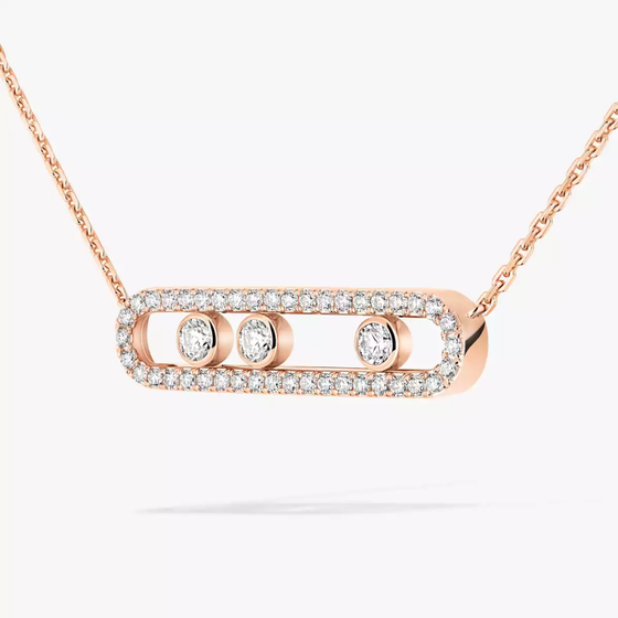 Move Pavé Pink Gold Diamond Necklace