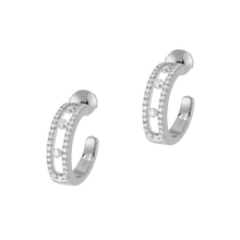  Boucles d'oreilles Diamant Or Blanc Créoles Move Pavées