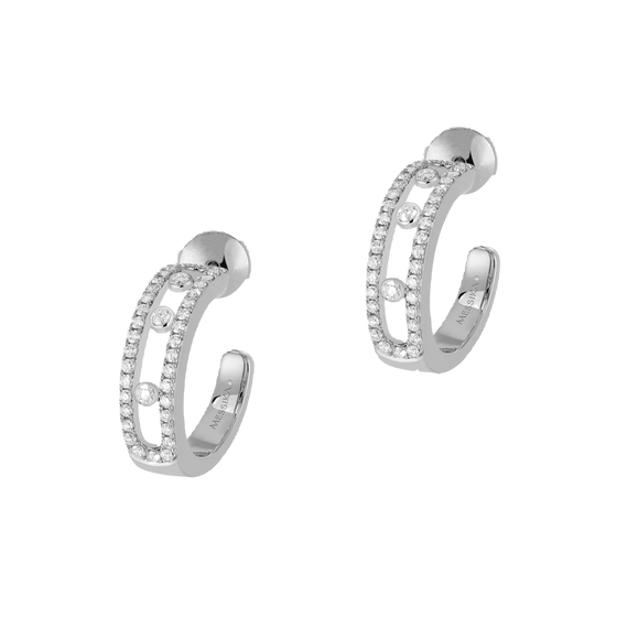 White Gold Diamond Earrings Move Pavé Hoop