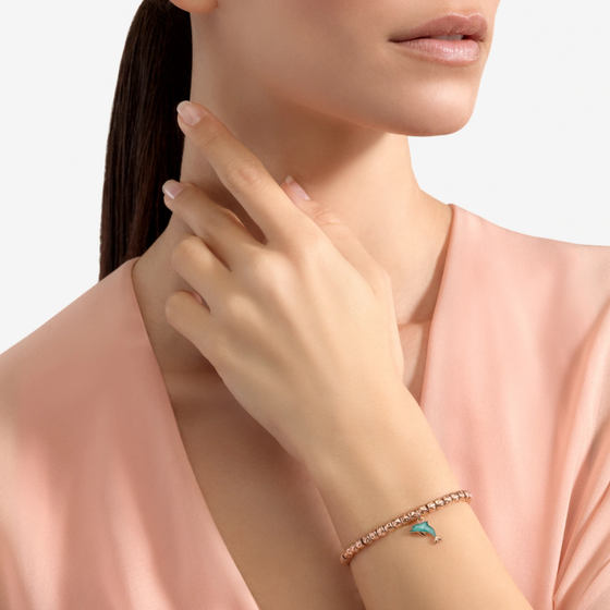 Pendentif Dauphin Or Rose & Émail