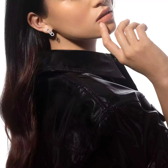 Move Uno Pavé Single Right Earring White Gold Diamond Earrings