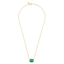 Green Agate Cushion Yellow Gold Necklace