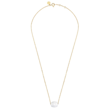  White Agate Cushion Yellow Gold Necklace