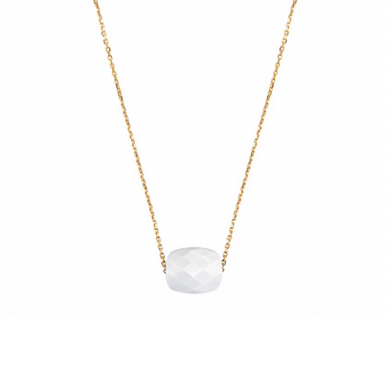Necklace, White Agate, Yellow Gold
