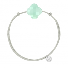  Bracelet, Chrysoprase Menthe, Cordon Gris Souris