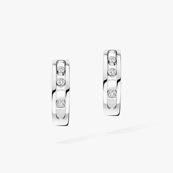 Move Hoop White Gold Diamond Earrings