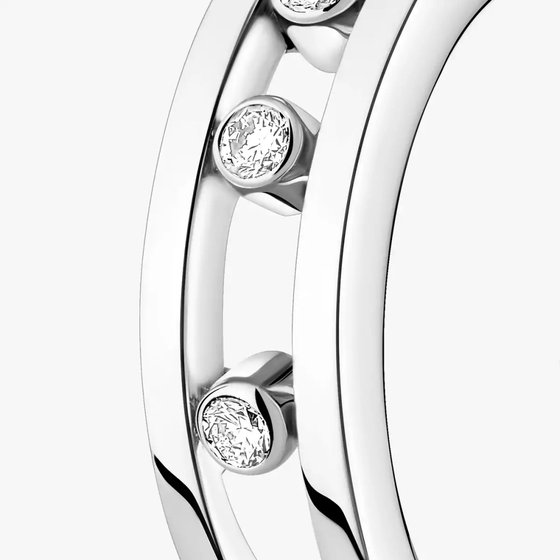 Move Hoop White Gold Diamond Earrings