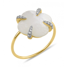  Mother Of Pearl And Diamonds Yellow Gold Victoria Lys Ring