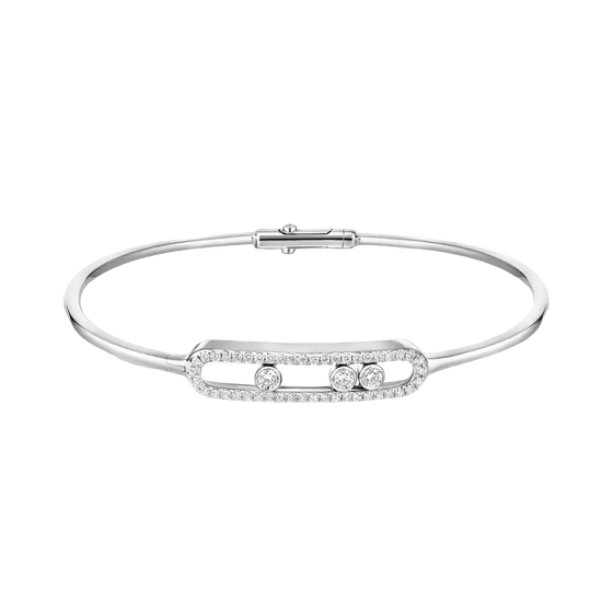 Jonc pavé Move Bracelet Diamant Or Blanc