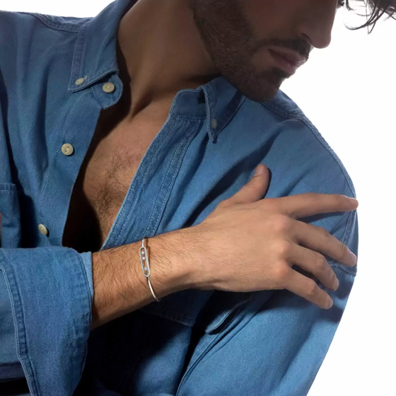 Jonc pavé Move Bracelet Diamant Or Blanc