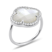  Bague, Nacre Blanche Grand Modèle, Diamants, Or Blanc