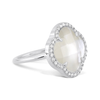 Bague, Nacre Blanche Grand Modèle, Diamants, Or Blanc