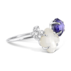 Bague, Iolite, Diamants, Nacre Blanche, Or Blanc