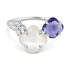 Bague, Iolite, Diamants, Nacre Blanche, Or Blanc