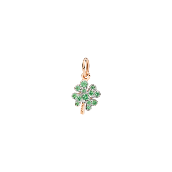 Rose Gold & Tsavorite Four Leaf Clover Charm
