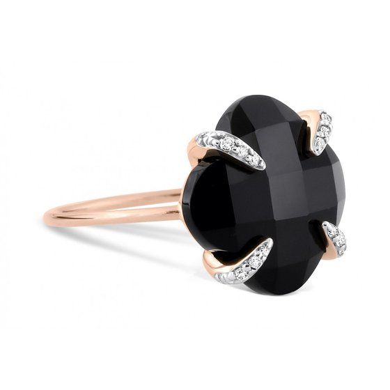 Ring, Onyx, Diamonds, Rose Gold