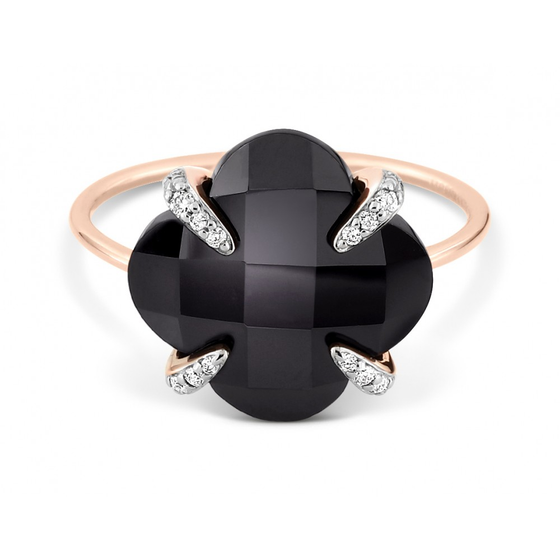 Ring, Onyx, Diamonds, Rose Gold
