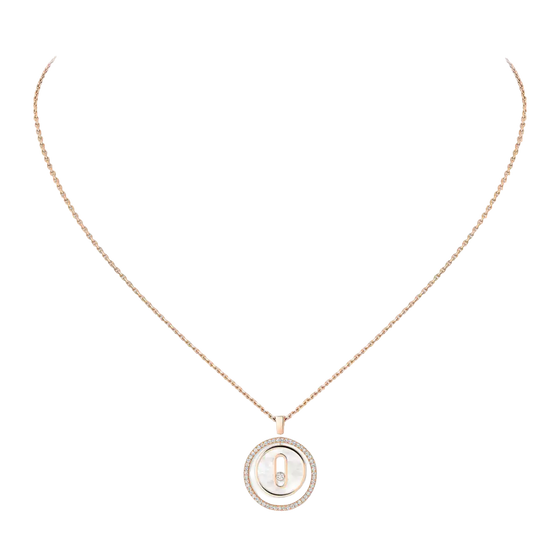 White Mother-of-Pearl Lucky Move SM Necklace Pink Gold Diamond Necklace