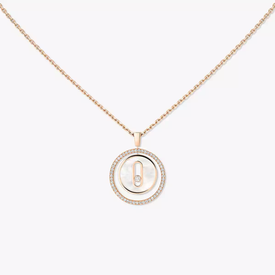 White Mother-of-Pearl Lucky Move SM Necklace Pink Gold Diamond Necklace