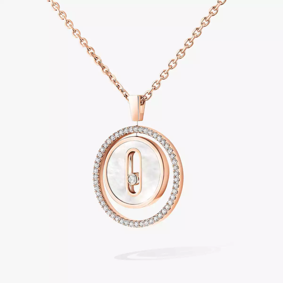 White Mother-of-Pearl Lucky Move SM Necklace Pink Gold Diamond Necklace