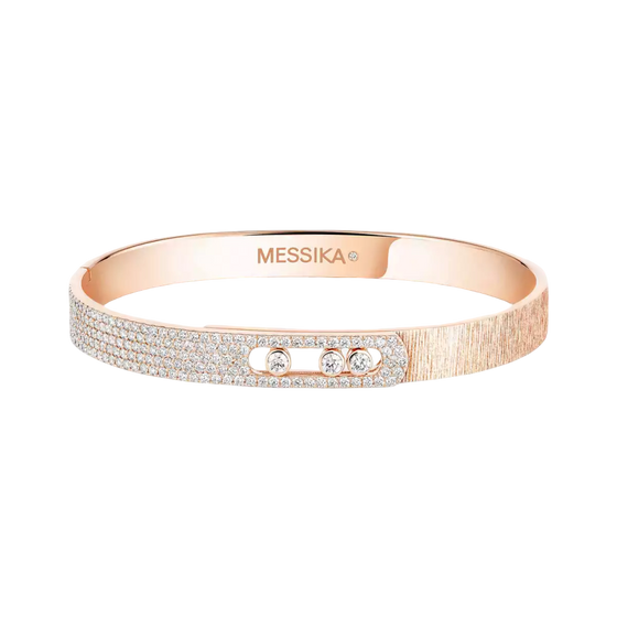 Move Noa Ciselé Semi-Pavé Bangle Pink Gold Diamond Bracelet