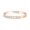 Move Noa chiseled half pavé bracelet, medium model Move Noa diamond bangle bracelet in chiseled pink gold