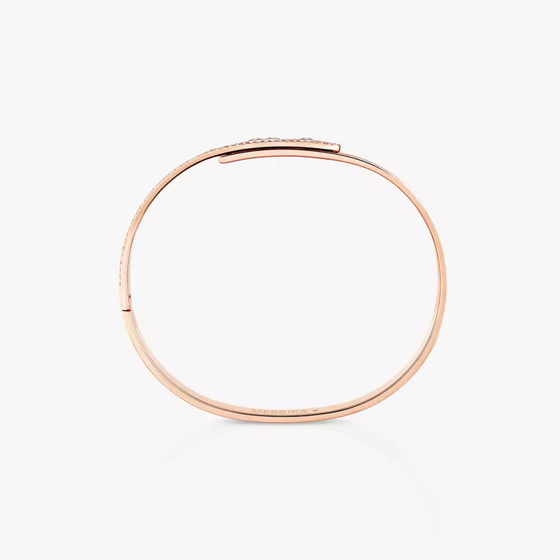 Move Noa Ciselé Semi-Pavé Bangle Pink Gold Diamond Bracelet