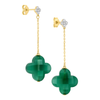 Earrings, Green Agate, Diamonds, Yellow Gold