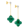 Earrings, Green Agate, Diamonds, Yellow Gold