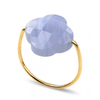 Blue Lace Agate Clover Yellow Gold Ring