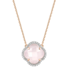 Necklace, Milky Pink Quartz, Diamonds, Rose Gold