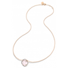 Collier, Quartz Rose Milky, Diamants, Or Rose