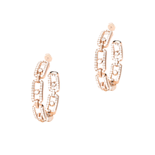  Pink Gold Diamond Earrings Move Link SM Hoop Earrings
