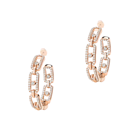 Move Link SM Hoop Earrings Pink Gold Diamond Earrings