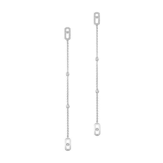 Move Uno Pendant Earrings White Gold Diamond Earrings