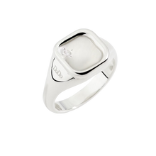  Bague Sceau Argent Et Diamant Blanc