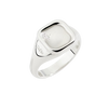 Silver & White Diamond Signet Ring