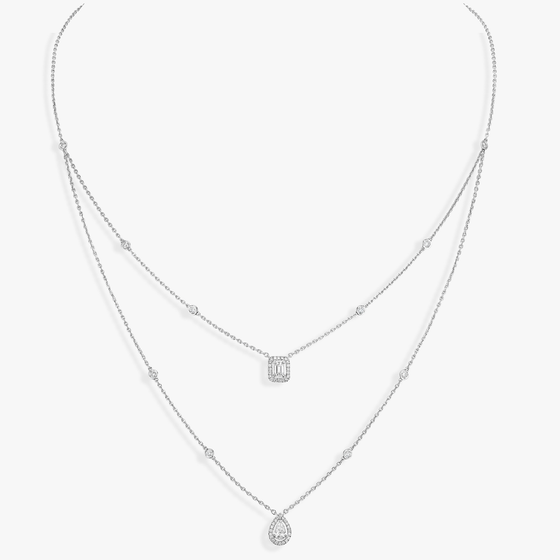 White Gold Diamond Necklace My Twin 2 Rows