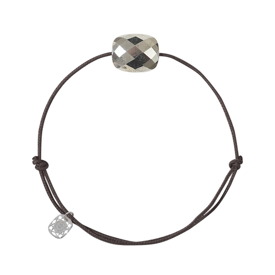 Bracelet, Pyrite, Cordon Chocolat