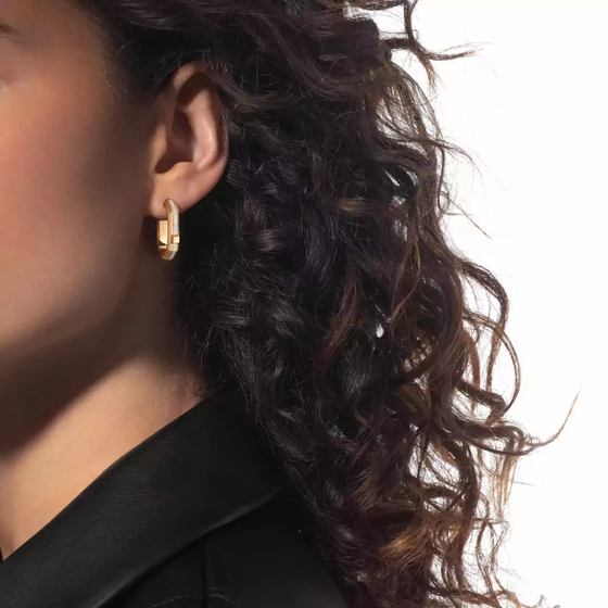 Moderniste pavé single hoop earring SM Yellow Gold Diamond Earrings