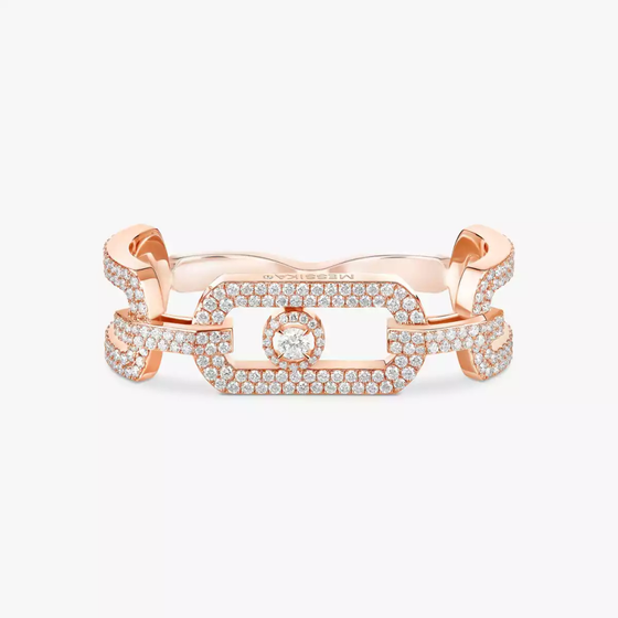 So Move 2 Finger Diamond Pavé Ring Pink Gold Diamond Ring