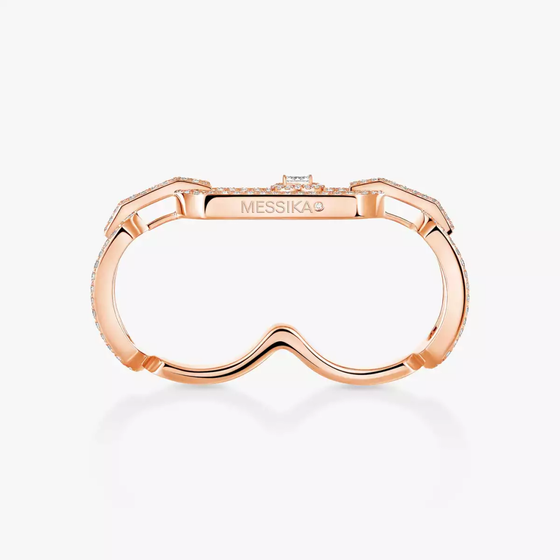 So Move 2 Finger Diamond Pavé Ring Pink Gold Diamond Ring