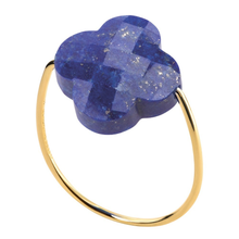  Lapis Lazuli Clover Yellow Gold Ring