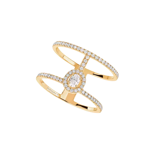 Glam'Azone 2 Rows Pavé Yellow Gold Diamond Ring