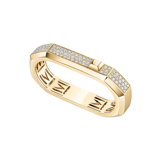 Moderniste pavé two-finger ring Yellow Gold Diamond Ring