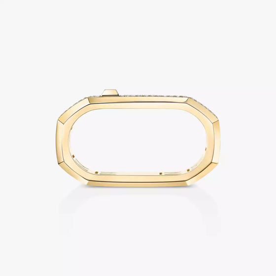 Moderniste pavé two-finger ring Yellow Gold Diamond Ring