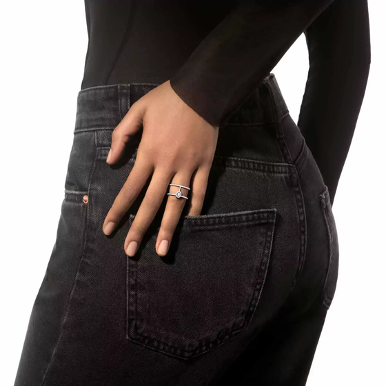 Glam'Azone 2 Rows Pavé White Gold Diamond Ring