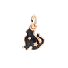 Cat Charm Rose Gold & Black Enamel