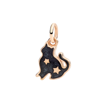  Cat Charm Rose Gold & Black Enamel