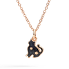 Cat Charm Rose Gold & Black Enamel
